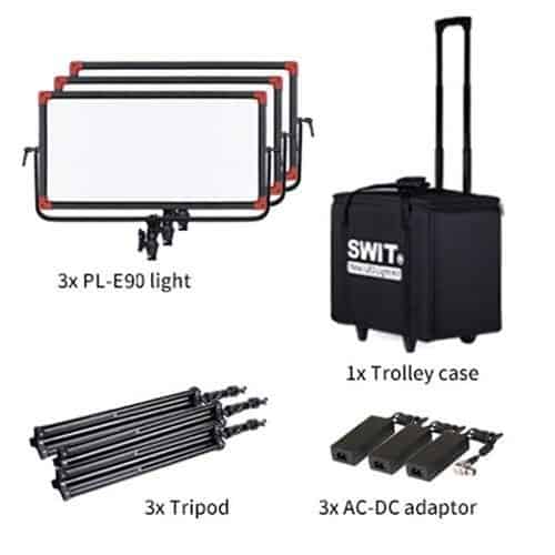 SWIT PL-E90 3-kit so statívmi v transportnom kufri