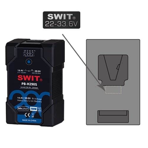 SWIT PB-H290S Bi-voltage 14,4V / 28,8V V-mount batéria pre ARRI ALEXA