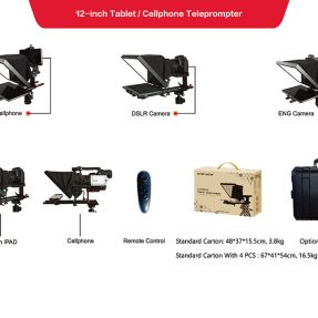 Teleprompter pre iPad až do 12" s adaptérom aj pre telefóny. V pevnom kufry.