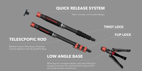 iFootage Cobra 3 Aluminum Flip lock Monopod CB3 A180F