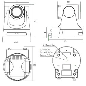 Minrray Full HD PTZ Camera, 12xZoom,(Black color)
