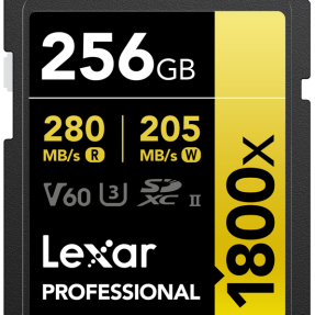 Lexar® Pro 256GB 1800x SDXC™ UHS-II U3 card (V60)