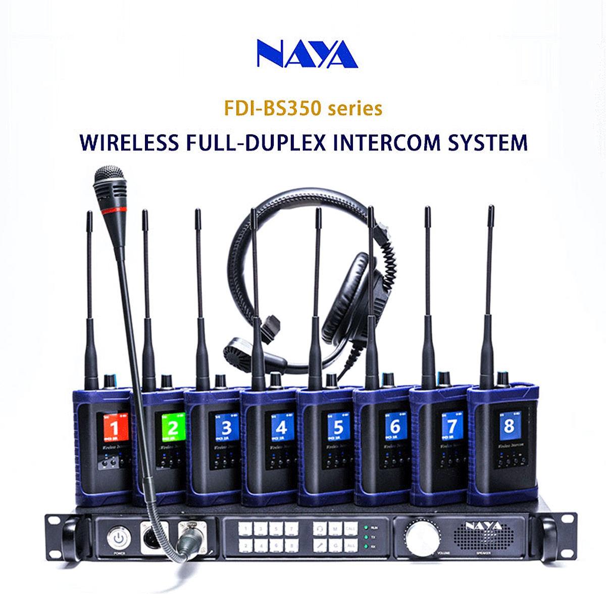 NAYA FDI-BS350 Full-duplex bezdrôtový intercom systém 2000m NLOS